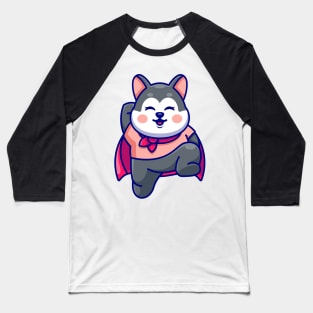 Cute super hero husky flying cartoon Baseball T-Shirt